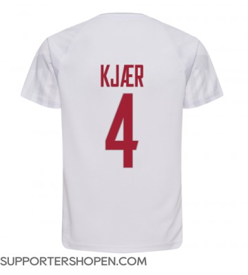Danmark Simon Kjaer #4 Borta Matchtröja VM 2022 Kortärmad